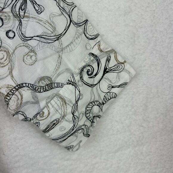 2/$30 Chicos 100% Linen Button Down Shirt Size S Floral Whimsical Oversized Boho - Picture 7 of 11